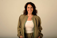 GLAM Jacquard Bliss Bomber Jacket And Pull-on Set in green - women's sleepwear - detail view
