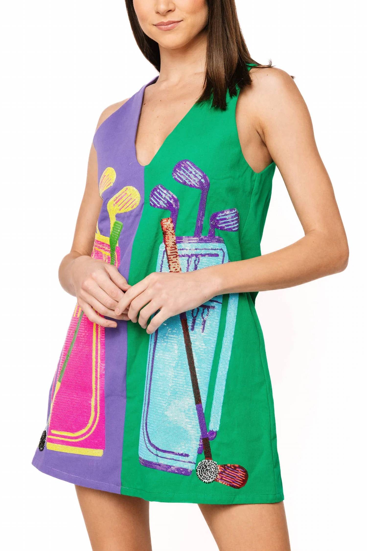 Queen Of Sparkles - Colorblock Golf Clubs Tank Dress