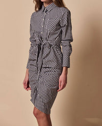 THE SHIRT The Wrap Front Dress in black check - women's dress - alternate view