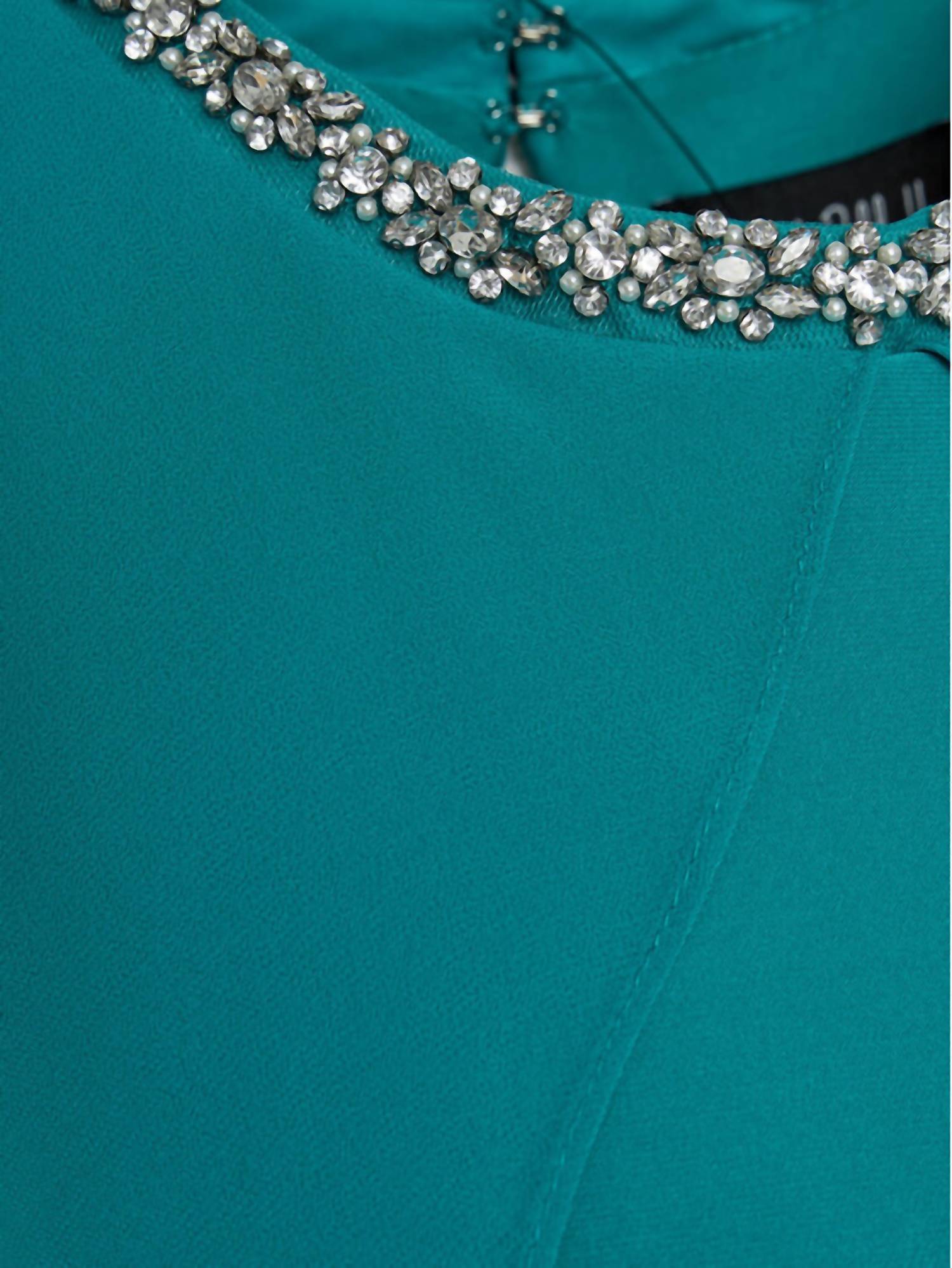 Joseph Ribkoff - Rhinestone Embellished Chiffon Cape Sheath Dress