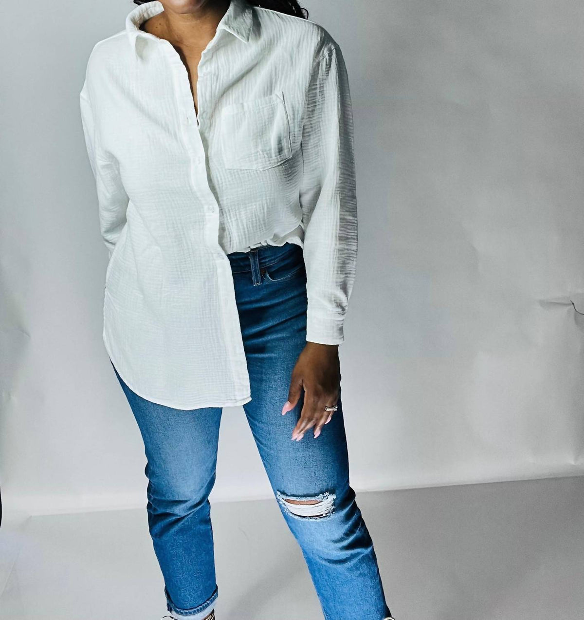 Fore Collection - Caitlyn Oversized Button Up Top