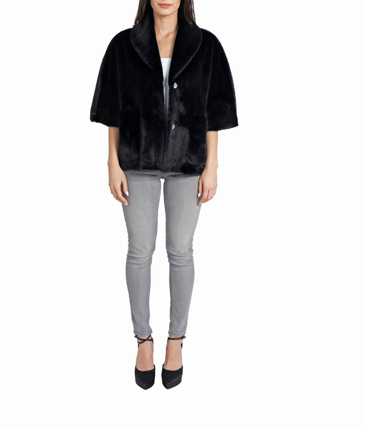 Love Token - Peggy Faux Fur Topper Cape Coat