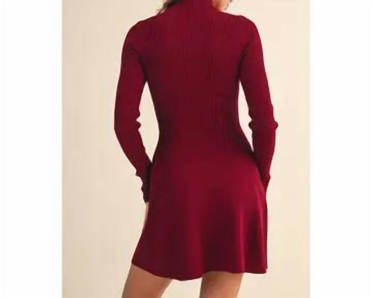 Klesis - Mock Neck Long Sleeve Fit And Flare Mini Dress