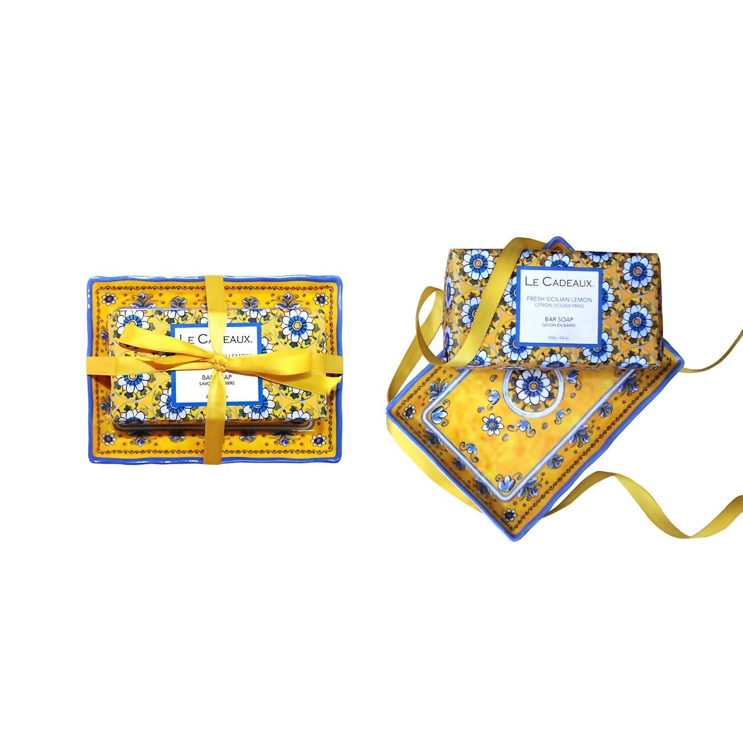 Le Cadeuax - Silcillian Lemon Soap & Dish Gift Set