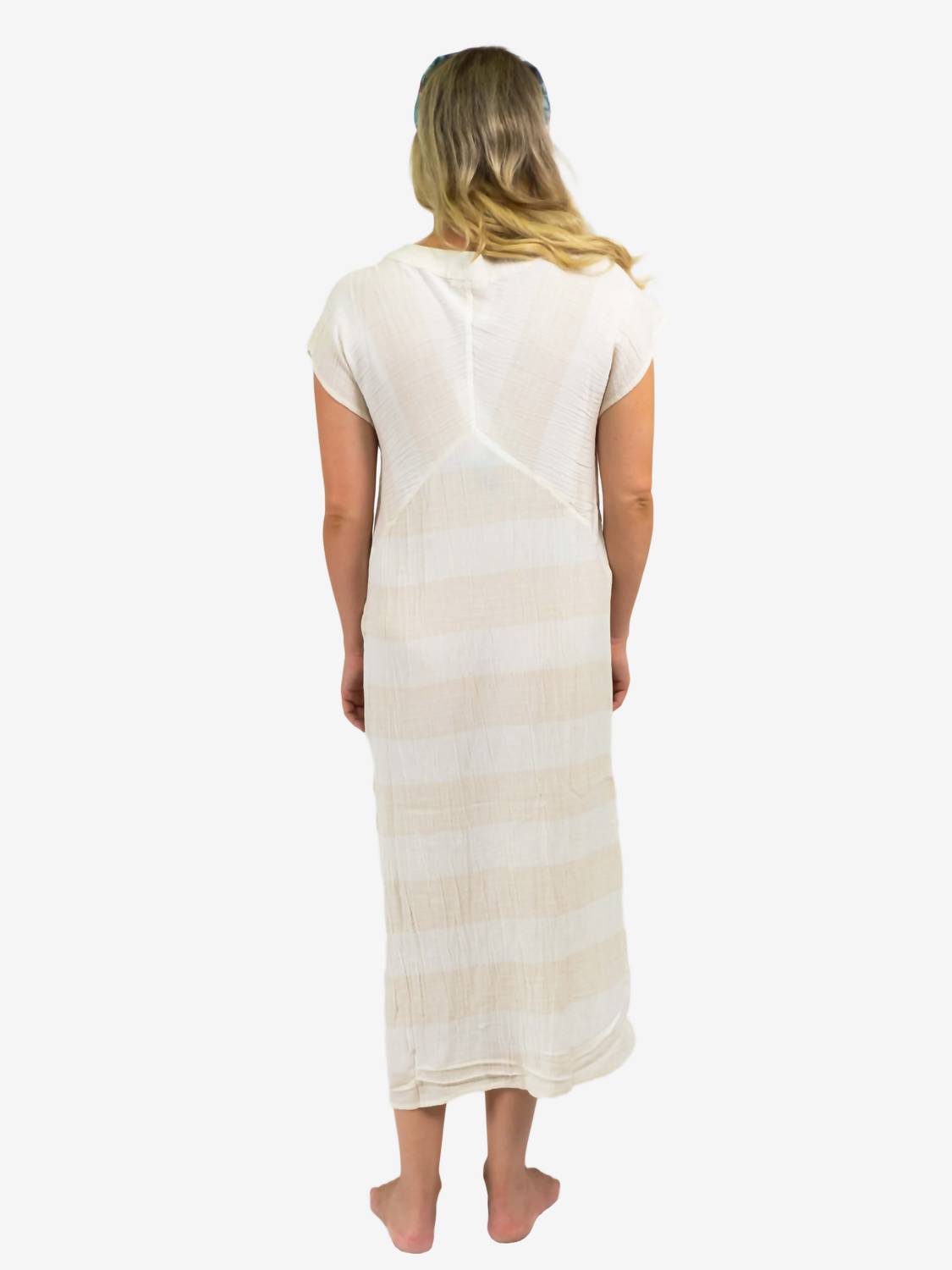 LOVESTITCH Stripe Midi Beach Dress in white - women's dress - detail view