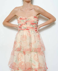 INA Fashion Floral-Tiered Strapless Maxi Dress in orange multi - women's dress - view 5
