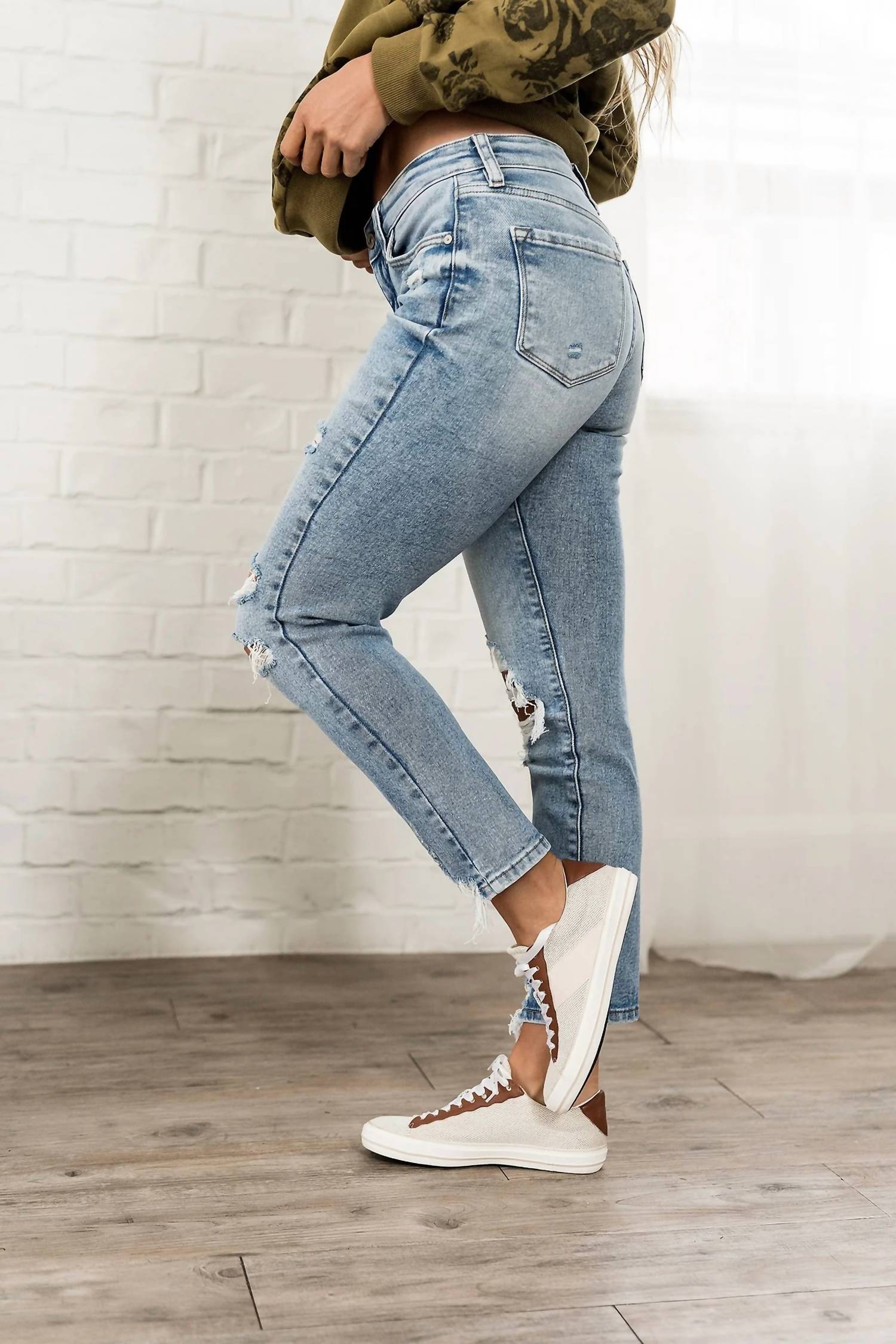 Ampersand Ave - Mom Distress Denim Jean