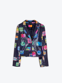 Vilagallo - Women's Midnight Pop Print Shimmer Jacket
