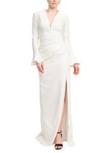 Jovani - Crepe Side Slit Column Silhouette Gown