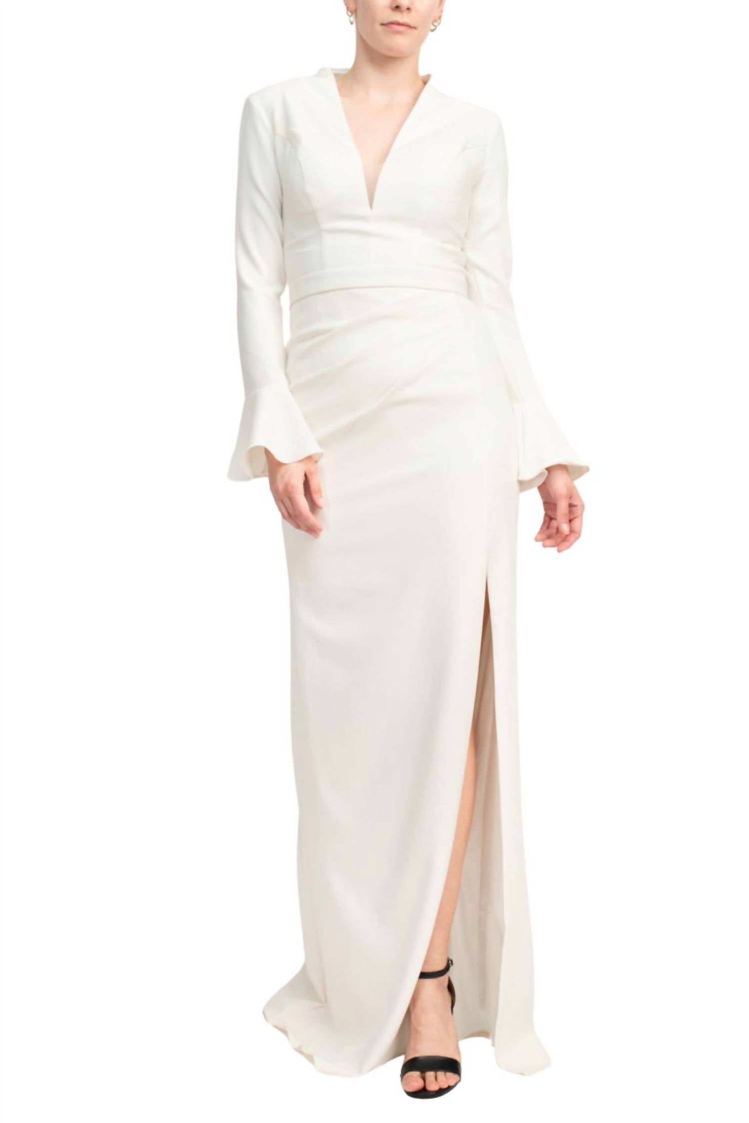Jovani - Crepe Side Slit Column Silhouette Gown