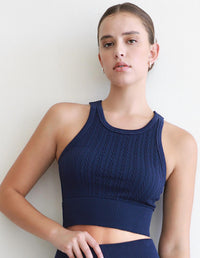 Nikibiki - Cable Knit High Neck Crop Top
