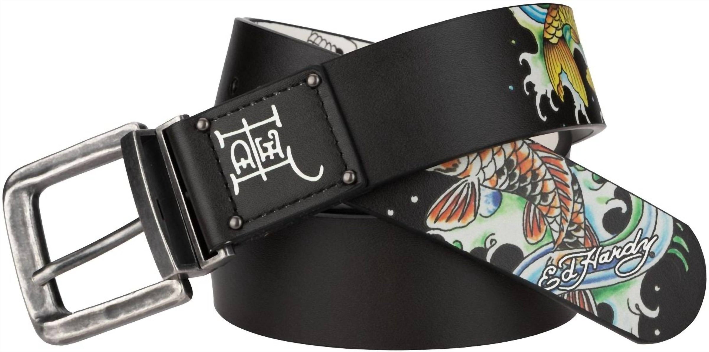 Ed Hardy - Men's 38mm Coi And Skull Reversible Belt