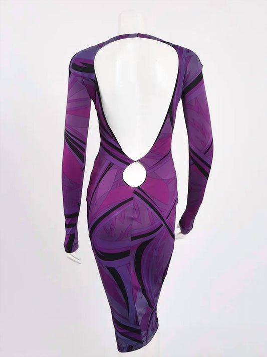 Pucci - Women's Rayon Printed Long Sleeve Dress