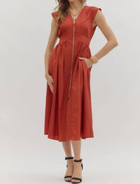 Entro - Haven Front Zip Midi Dress