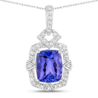 Diana M Jewels - Women's Cushion Natural Tanzanite Pendant Necklace (2.46 Ct) - Classic Plus