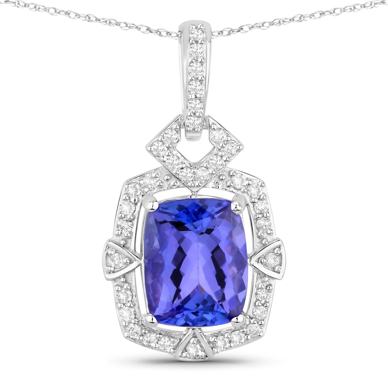 Diana M Jewels - Women's Cushion Natural Tanzanite Pendant Necklace (2.46 Ct) - Classic Plus