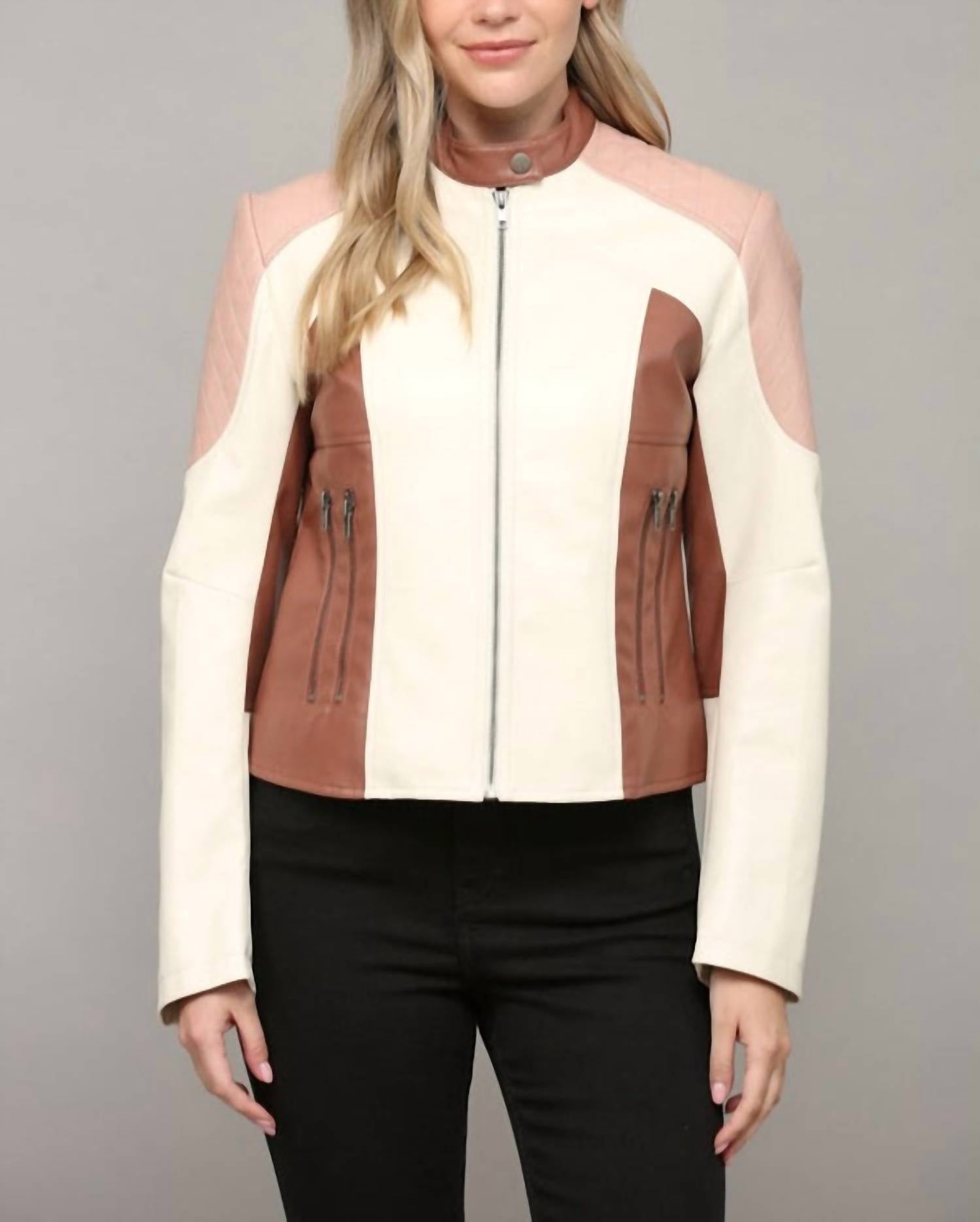Fate - Color Block Faux Leather Jacket