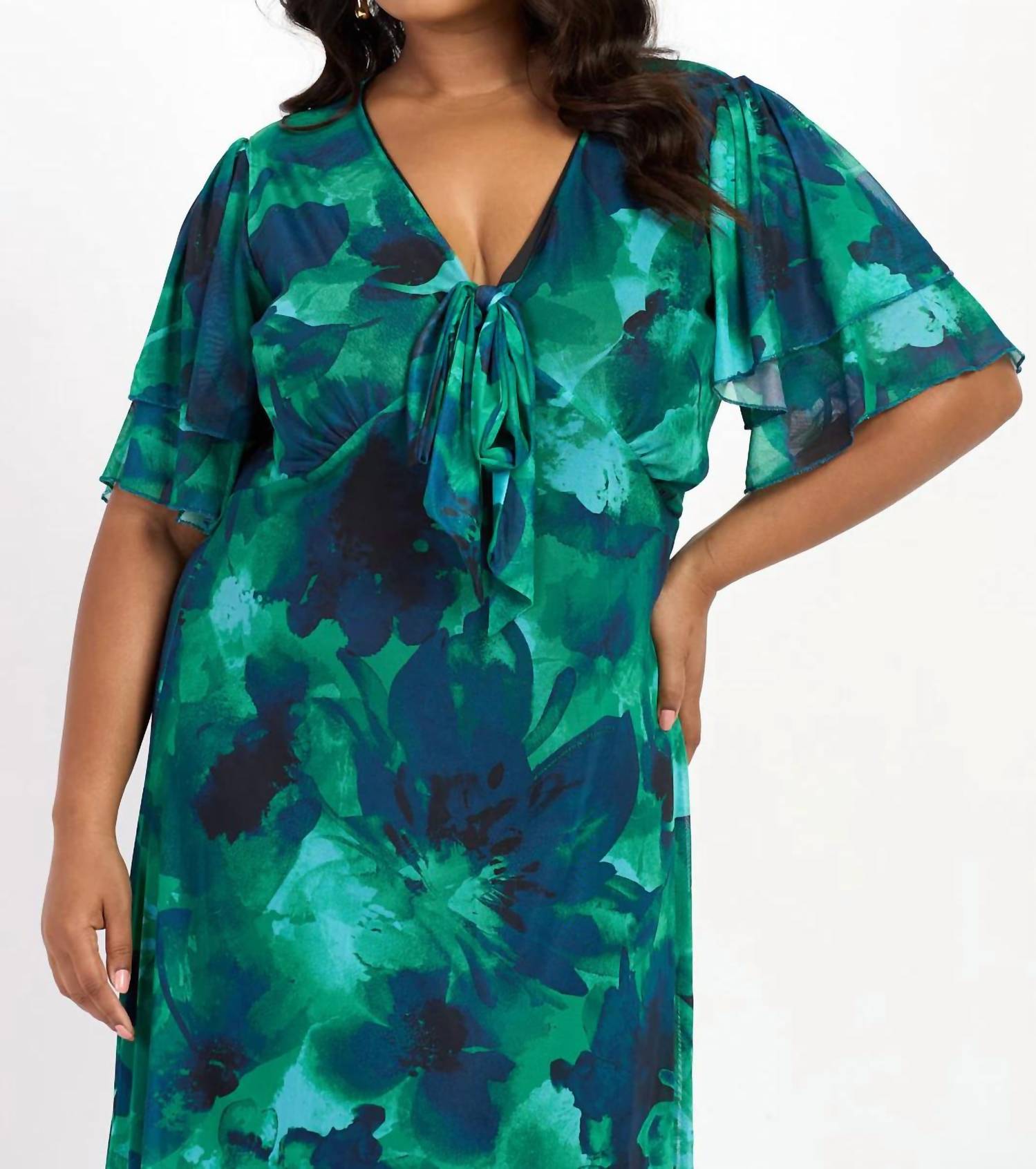 Fashion Szn Curve - Flutter Sleeve Dress - Plus