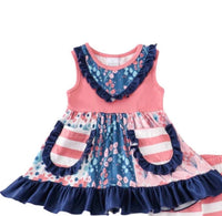 Okie + Lou - Girls Frills & Stripes Two Piece Set