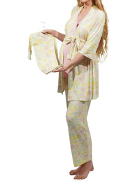 Everly Grey Analise 5 Piece Pajama Set in begonia - women's sleepwear - detail view