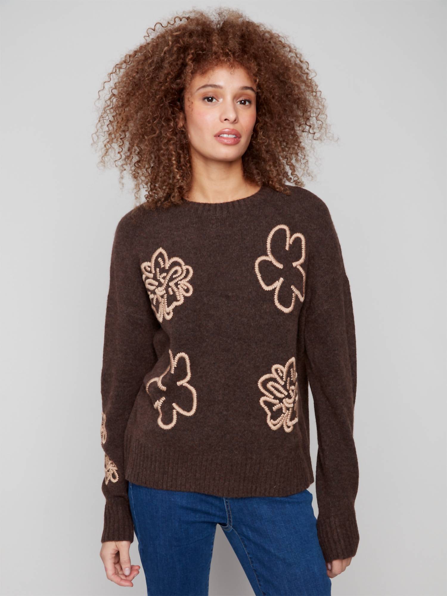 Charlie B - Embroidered Crew Neck Sweater