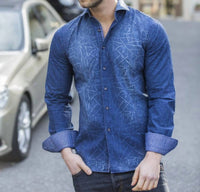 Eight X - DENIM CRACKLE WASH SHIRT