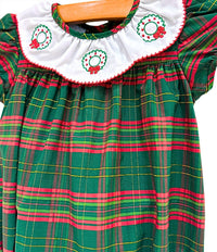 Charming Little One Girl's Berry Wreath Grace Bubble Romper in green multi - kids' item - alternate view