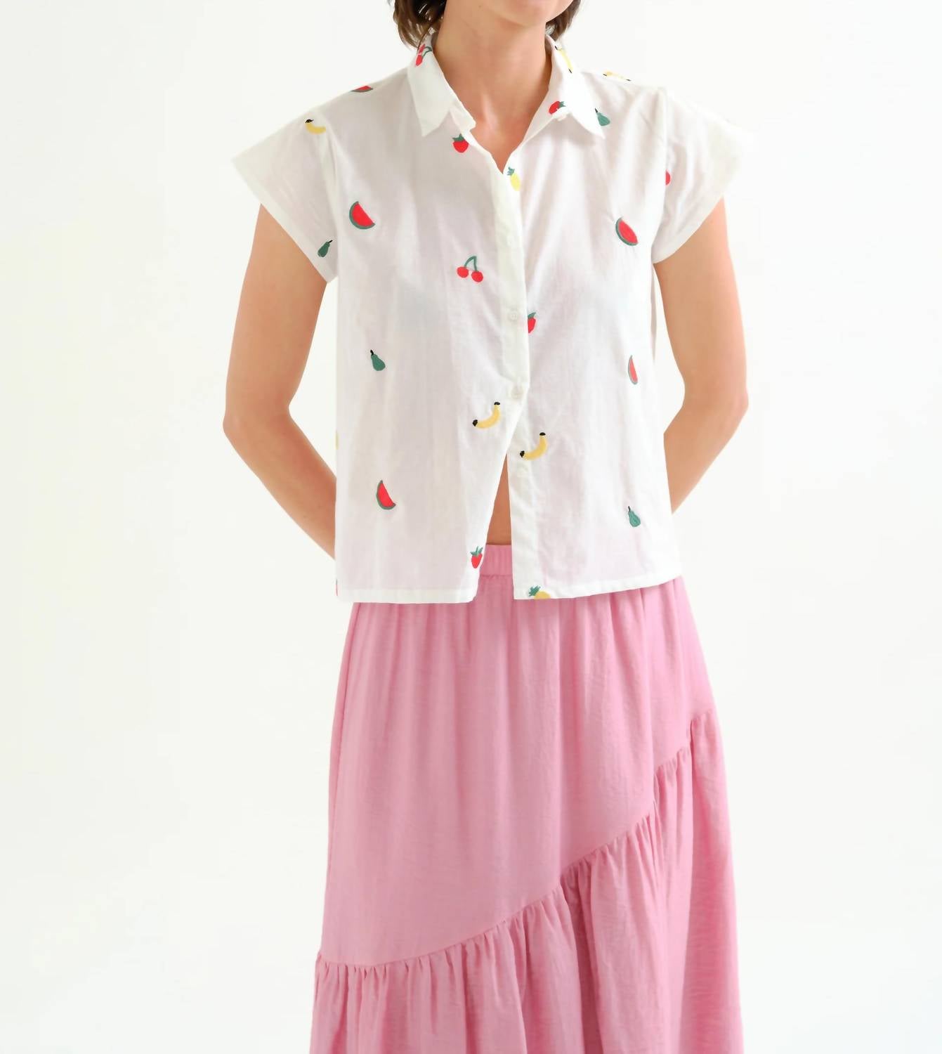 Compania Fantastica - Embroidered All Over Print Fruit Shirt