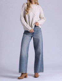 Minnie Rose - Pure Air Cashmere Mixed Cable Pattern Sweater