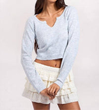 Sky To Moon - Marled Notch Neck Sweater