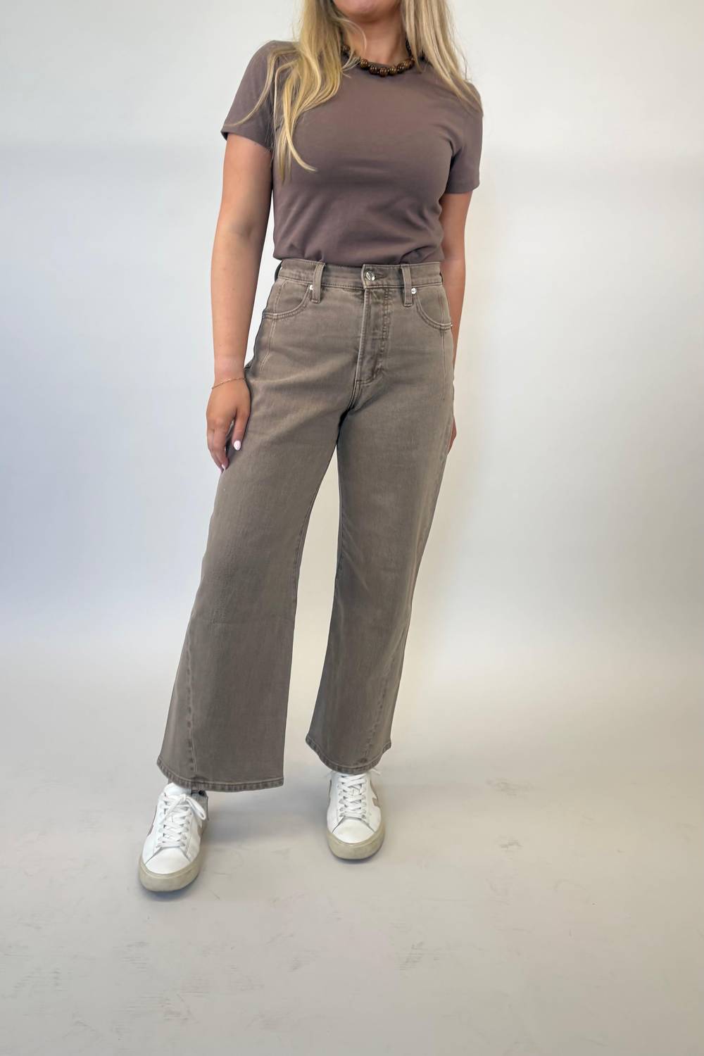 PISTOLA Alba Baby Tee Top in mink - women's t-shirt - detail view