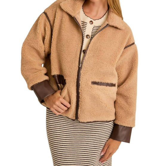 Le Lis - FAUX LEATHER BINDING SHERPA JACKET