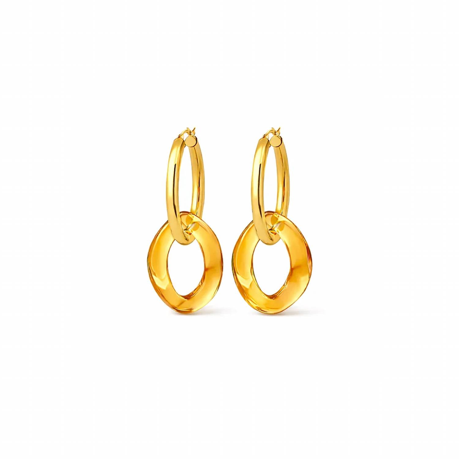 Gold & Honey - Women's Lucite Curb Link Hoop Earrings