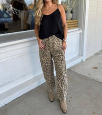 Miou Muse - Iris Leopard Barrel Leg Jeans