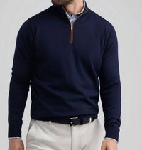 PETER MILLAR Autumn Crest Honeycomb Crewneck Sweater in navy - men's sweater