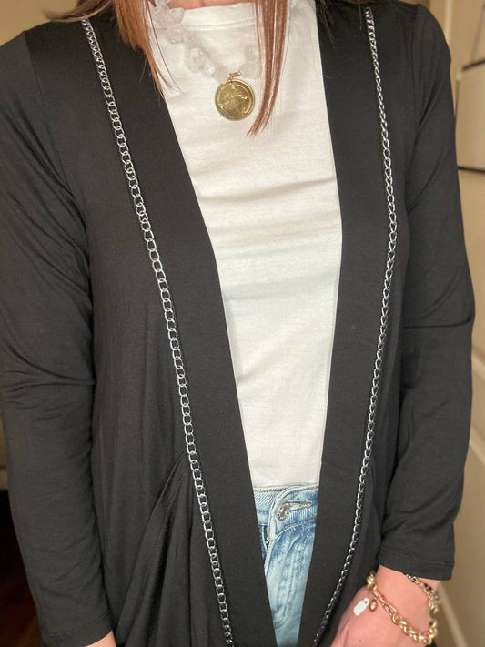 Eversassy - Chain Detail Knit Cardigan