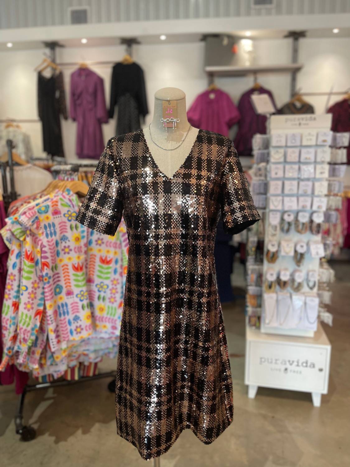 Layerz Clothing - Cadence Sequin Plaid Dress