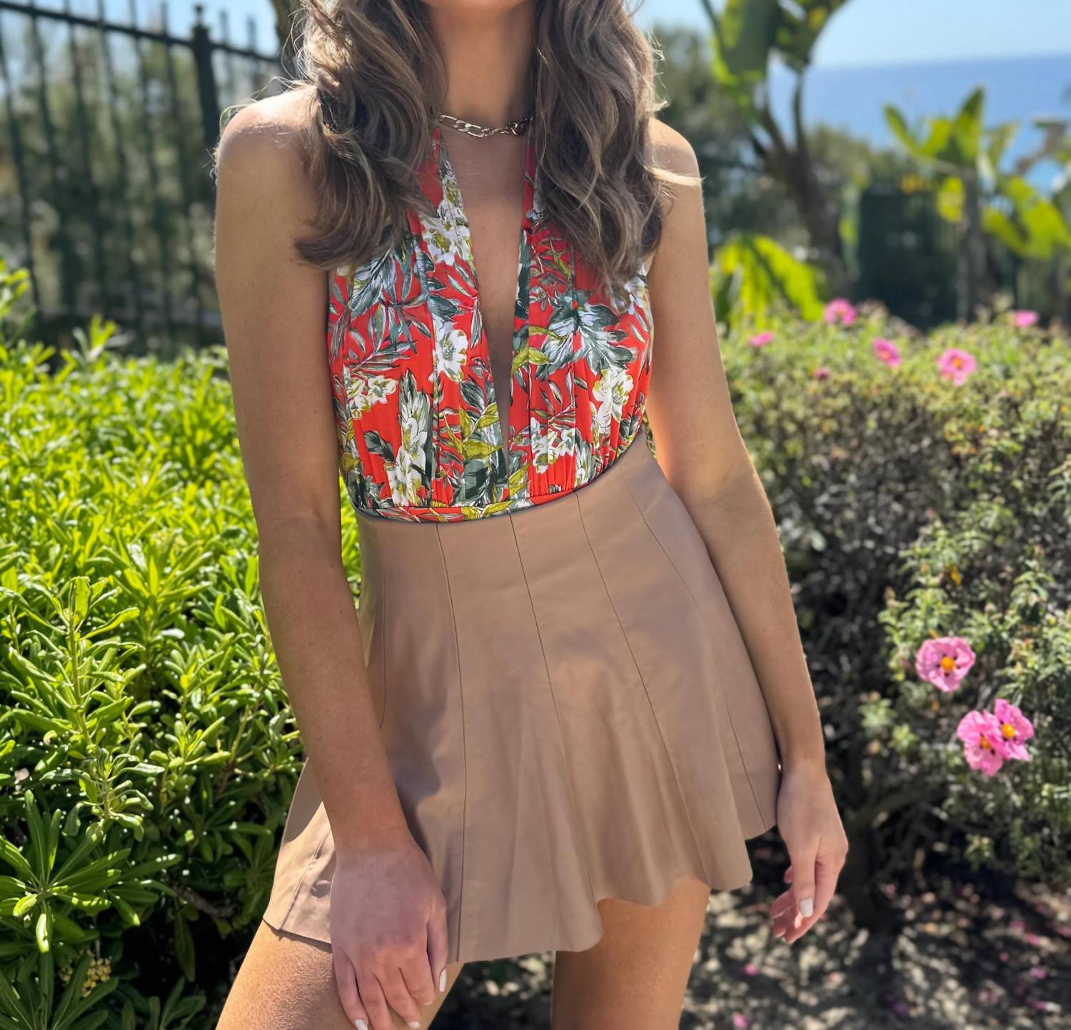 Olivaceous - Trisha Tropical Halter Bodysuit