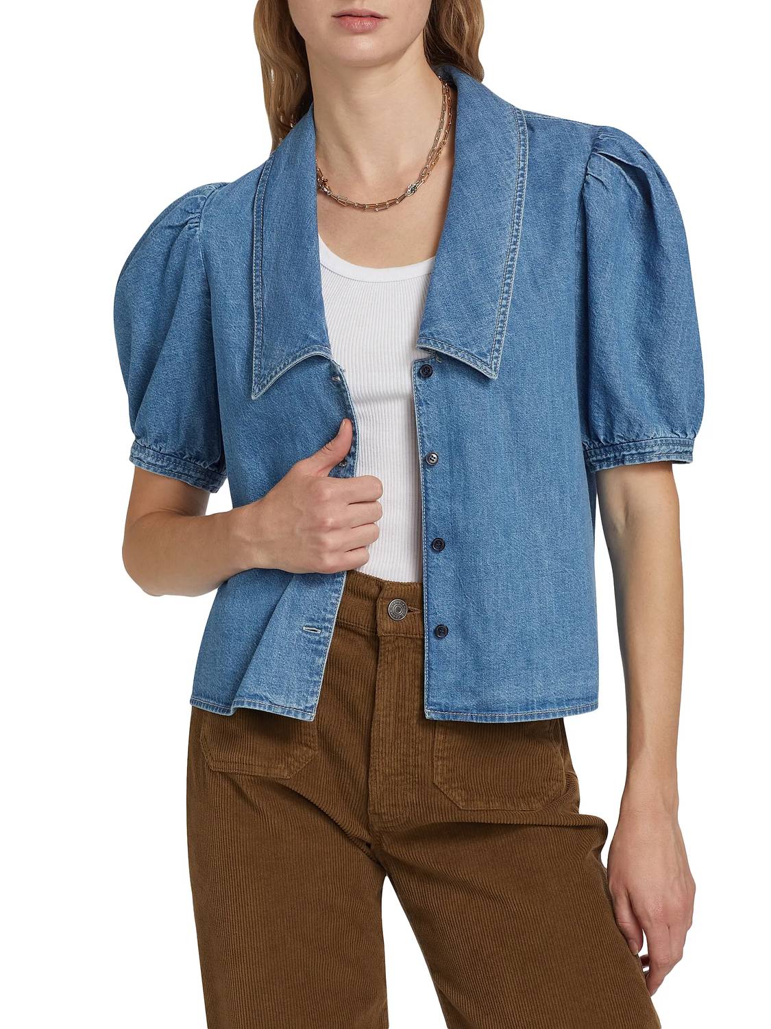 Frame - Sailor Denim Short Sleeve Blouse