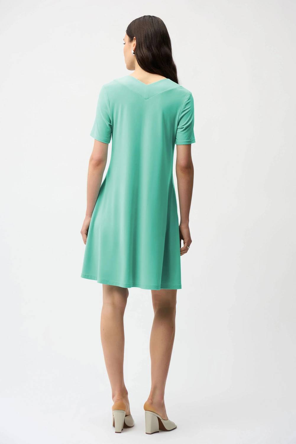 Joseph Ribkoff - V-neck Short Sleeves A-line Dress