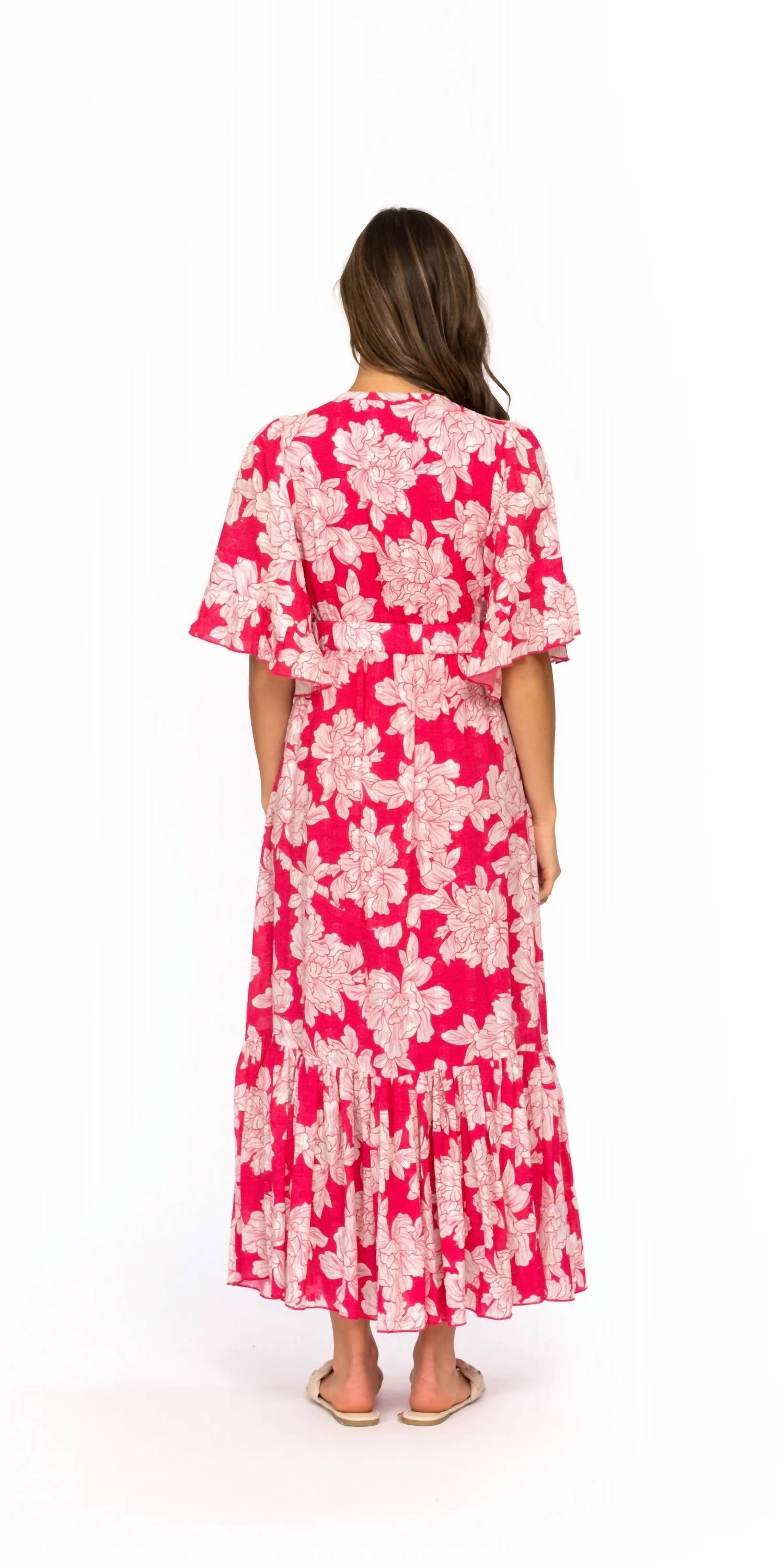 Tolani - Ruffle Sleeve And Hemline Maxi Dress