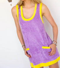 Karlie - Solid Colorblock French Terry Scoop Dress