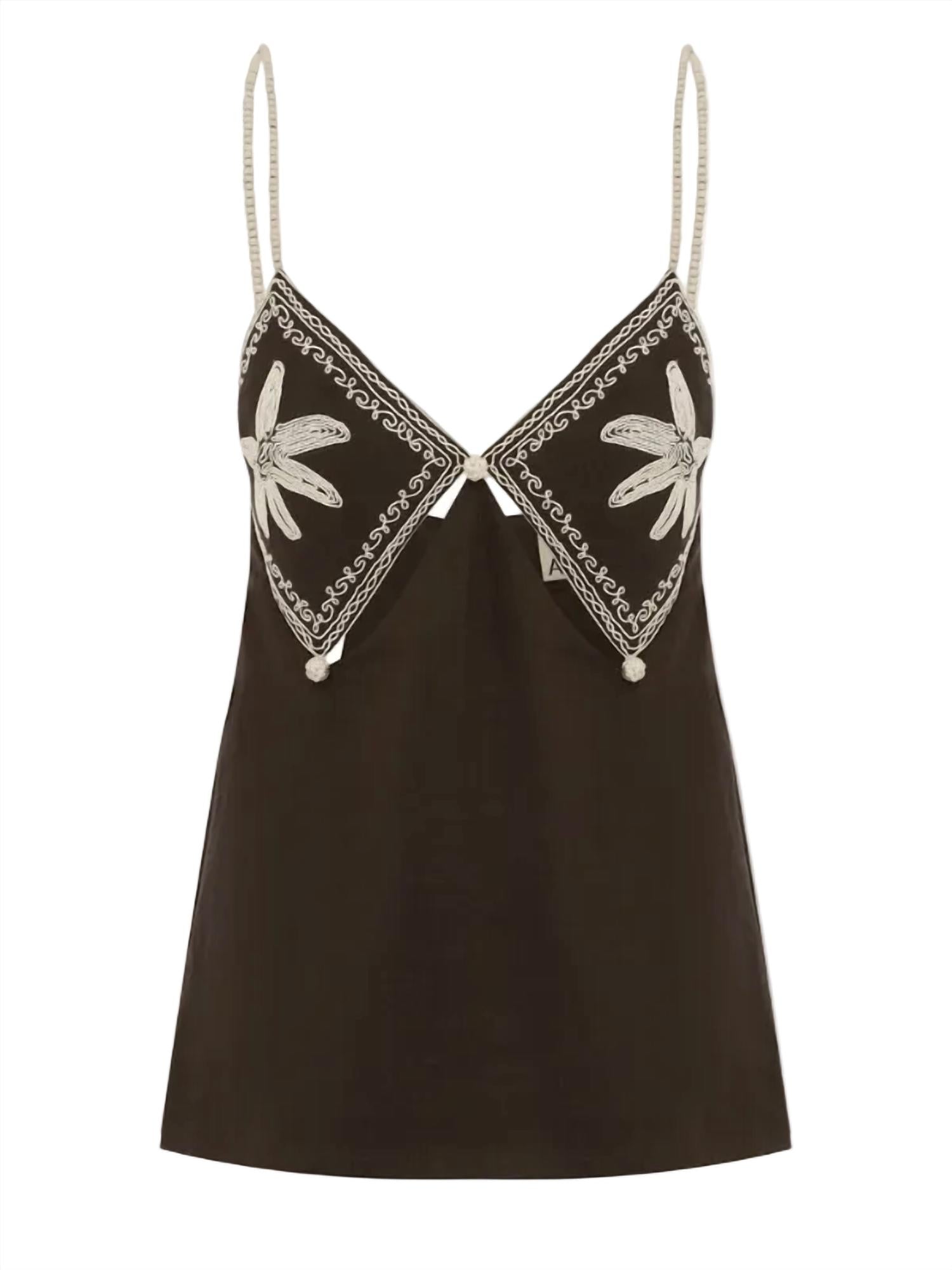 ALEMAIS Leandra Corded Cami Top in chocolate - women's shirt - view 4