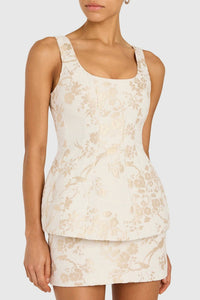 Amanda Uprichard Empire Dress in white gold 1 - women's dress - view 4