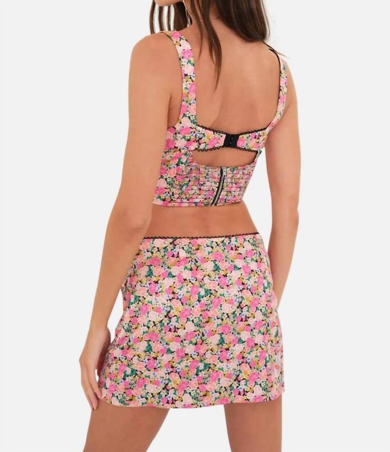 for Love & Lemons Gladiola Crop Top in multi - women's shirt - detail view