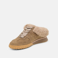 Dolce Vita Women's Izzey Plush Sneakers in olive suede - women's sneaker - alternate view