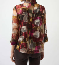 Joseph Ribkoff - Organza Abstract Print Two-piece Trapeze Jacket