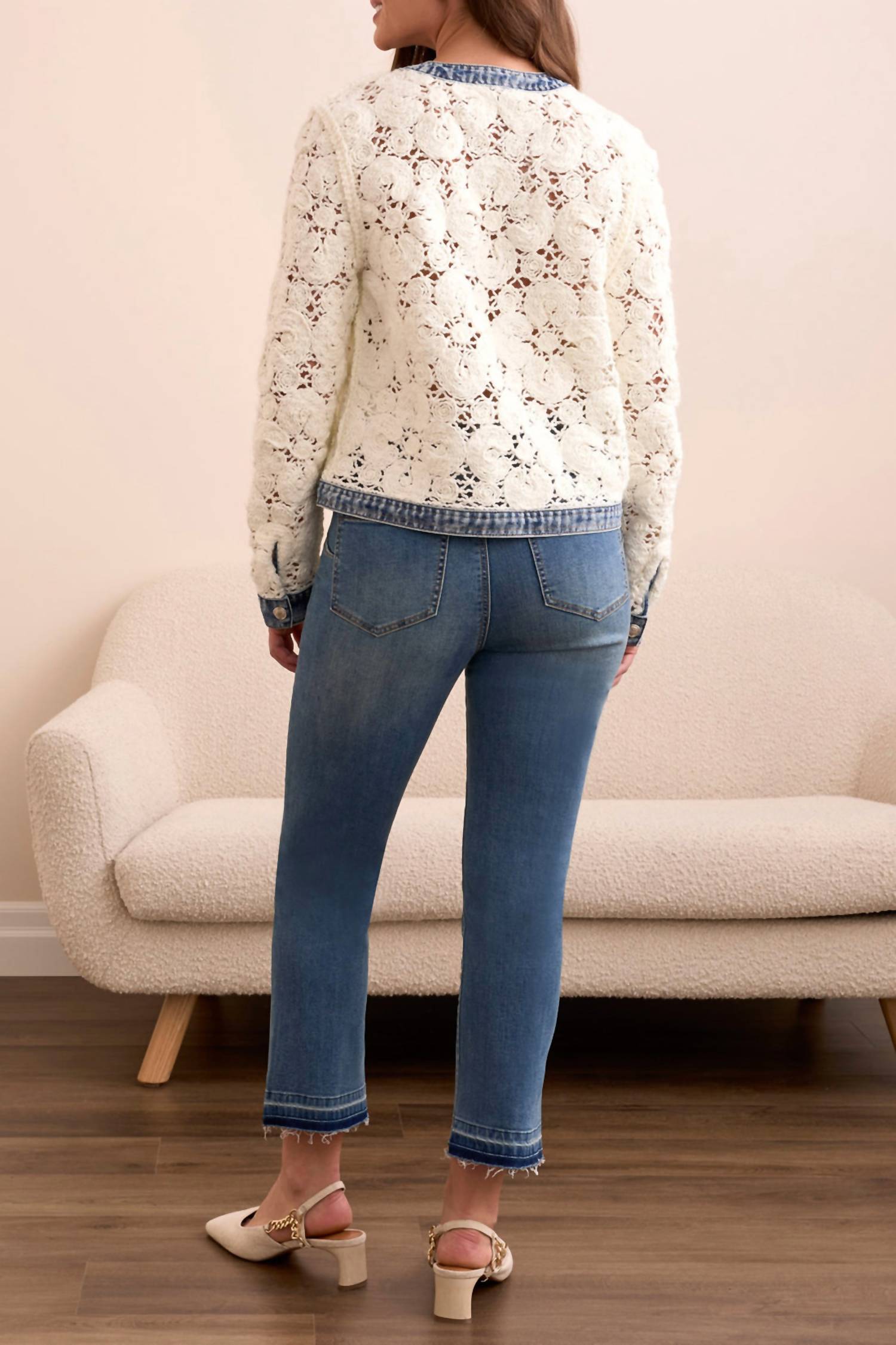 Tribal - Crochet Jacket With Denim Detail