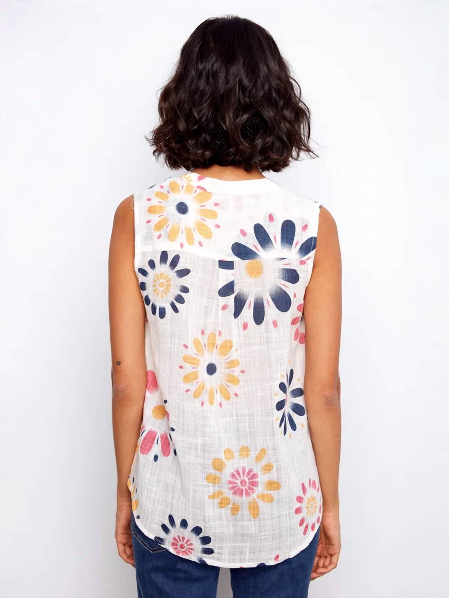Charlie B - Printed Cotton Gauze Sleeveless Shirt