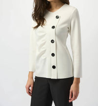 Joseph Ribkoff - Pleated Button Front Long Sleeve Top